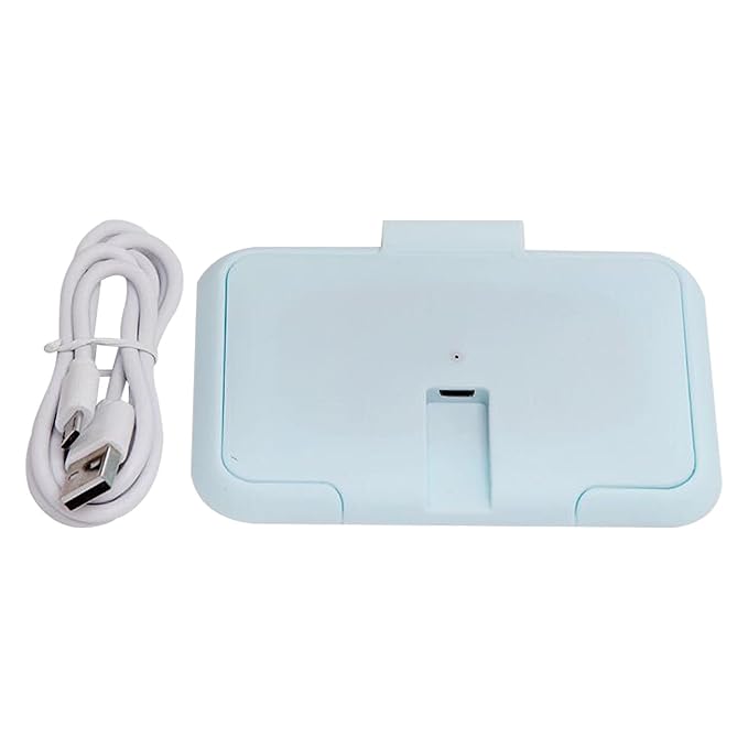 Portable Baby Wipe Warmer, Travel Wipe Warmer and Baby Wet Wipes Dispenser Wipes Warmer for Newborn Baby USB Wet Wipe Heater Constant Temperature Wipes Warmer for Household Car (Blue)