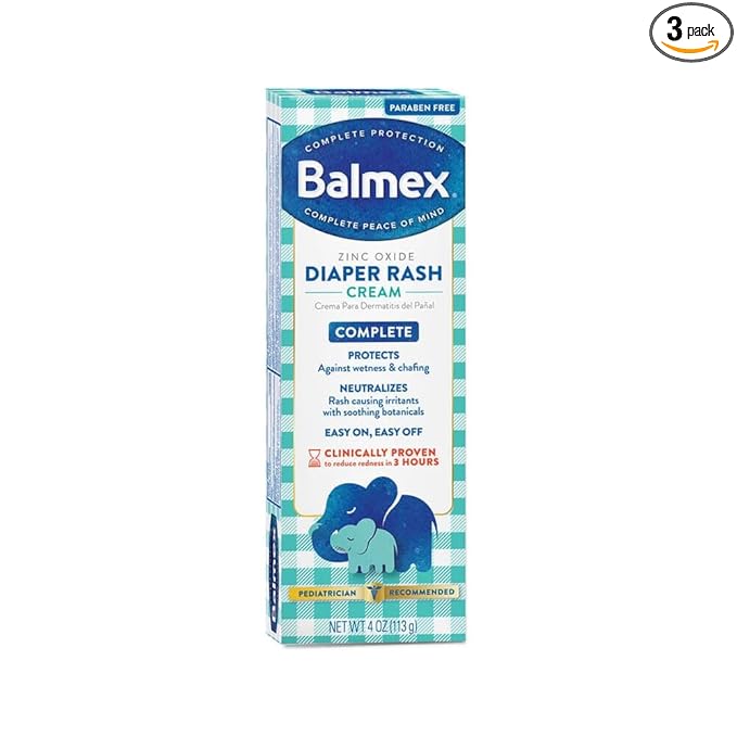 Balmex Zinc Oxide Diaper Rash Cream 4Oz (3 Pack)