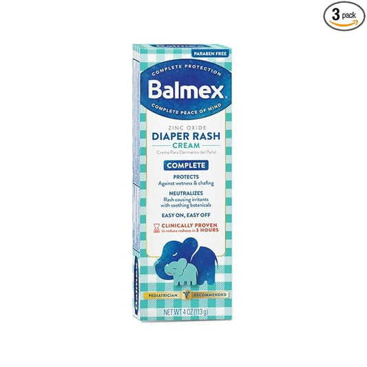 Balmex Zinc Oxide Diaper Rash Cream 4Oz (3 Pack)