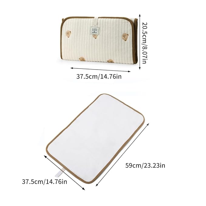 Portable Baby Changing Pad Foldable & Water Proofing Mat Built-in Mesh Pocket for Newborns and Parents During Travel (Tulip)