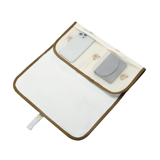 Portable Baby Changing Pad Foldable & Water Proofing Mat Built-in Mesh Pocket for Newborns and Parents During Travel (Tulip)