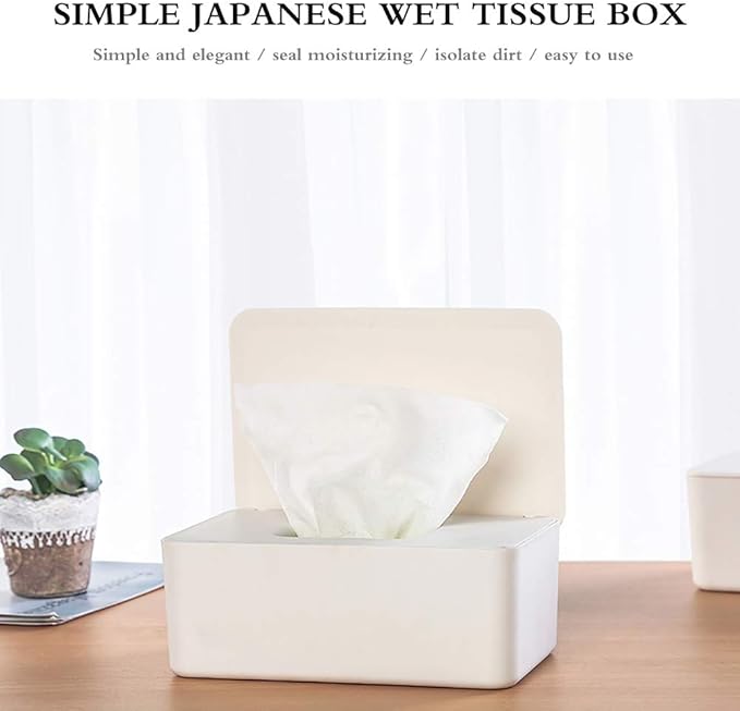 Wipes Dispenser, Baby Wipe Holder Keeps Wipes Fresh, Moontie Tissue Storage Box Case Wet Wipes Dispenser Holder with Lid for Vanity, Desk, Office, Dorm