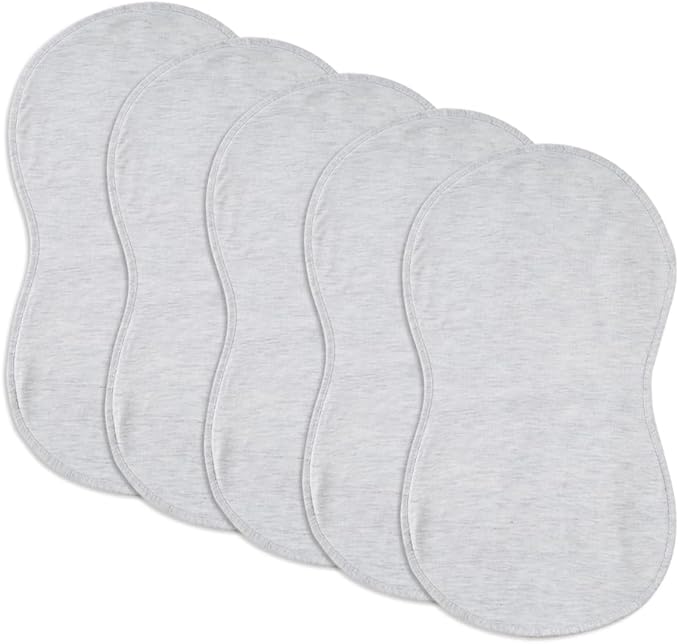 sleepyturtle Pack of 5,Baby Burp Cloths,Soft and Absorbent,Unisex,Easy to Use (Grey)
