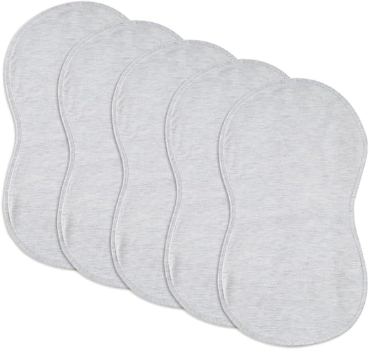 sleepyturtle Pack of 5,Baby Burp Cloths,Soft and Absorbent,Unisex,Easy to Use (Grey)