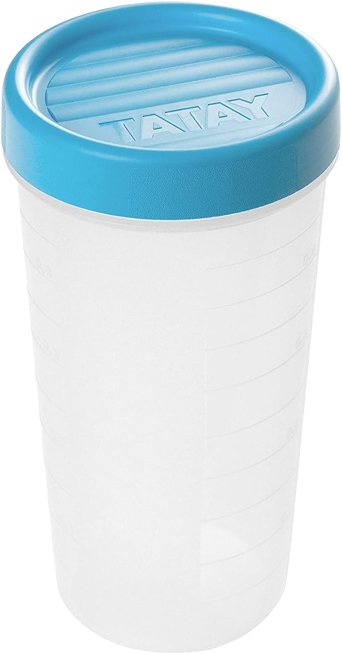 TATAY Food Storage, Airtight, 0.6L of Capacity, Screw Lid, BPA free, Suitable Microwave and Dishwasher, Blue. Measures: 8,5 x 8,5 x 16,5 cm