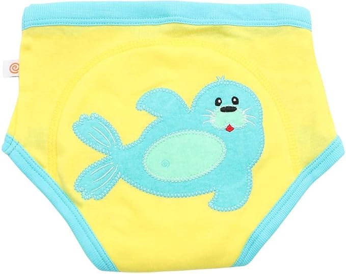 ZOOCCHINI Toddler 3-Pack Potty Training Pants - Soft Organic Cotton Underwear with Absorbent Padding and Fun Designs, Ocean Pals, 3-4 Years