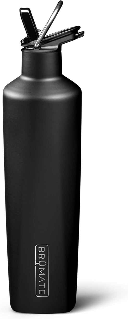 BrüMate ReHydration - 100% Leakproof 25oz Insulated Water Bottle with Straw - Stainless Steel Water Canteen (Matte Black)