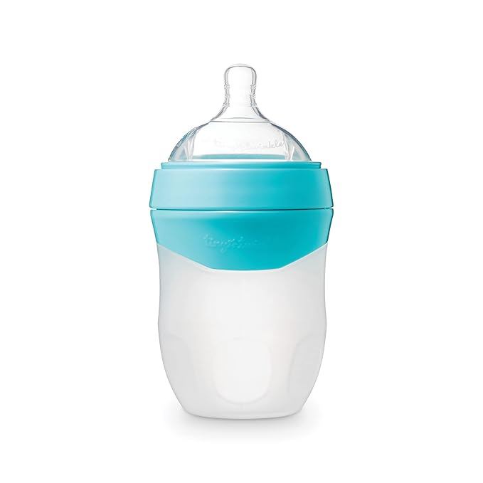 Tiny Twinkle Silicone Baby Bottle with Comfort Grip and Soft Flexible Nipple - Squeezably Soft Baby Bottles for Newborn and Up (Mint, 6 Ounce)