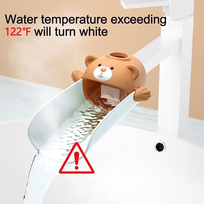 DLUCKY Faucet Extender for Sink Easy Use Sink Faucet Extenders with Temperature Sensitive for Toddlers, Kids Hand Washing Faucet Extension for Bathroom Sink, Kitchen, Green and Brown