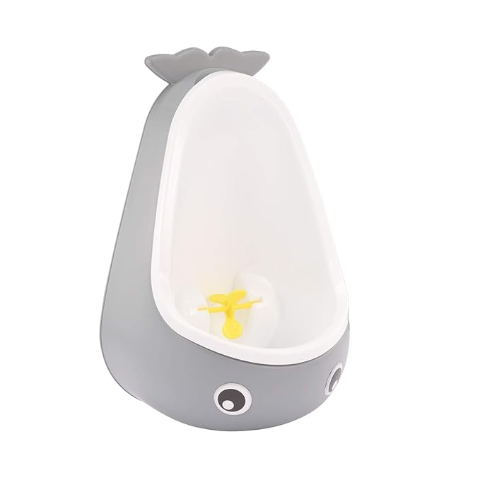 Whale Potty Training Urinal for Boys with Funny Aiming Target , Toddler Boy Toilet Pee Trainer - Gray