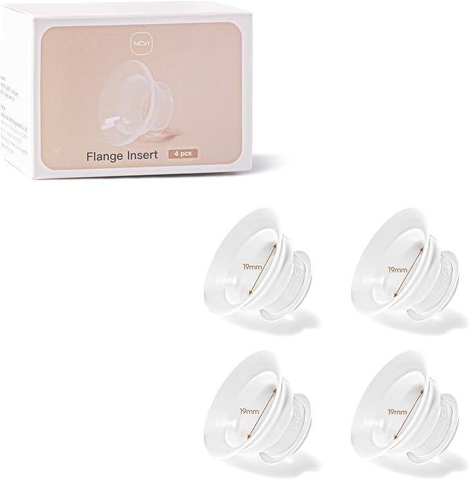 NCVI Silicone Flange Insert 19mm Compatible with NCVI 24mm Flange Breast Pump 8111/8131/8132/8122-3/8782/8786/3110, Replacement Accessories for Breastfeeding, 4PCS