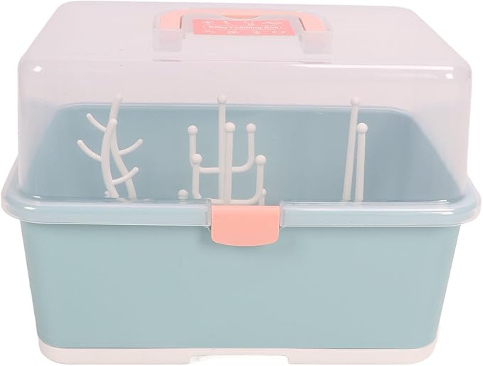 Bottle Drying Storage Box, Strong Load Capacity, Portable Breastfeeding Cutlery Box, Dry Keep Container, Easy Assembly, Removable PP Cover for (Olive Green)