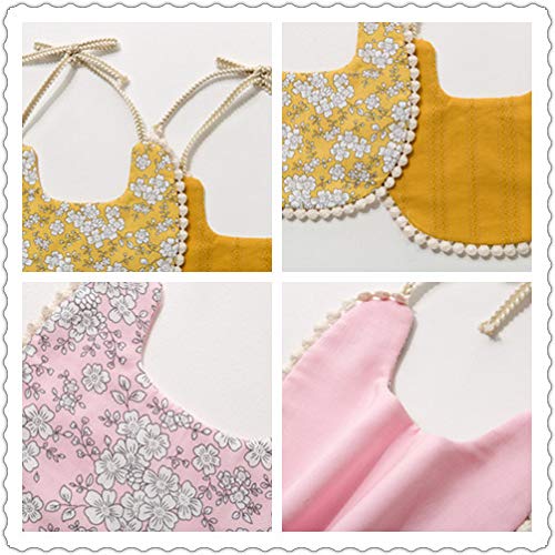 Baby Bib for Girls,Reversible Waterproof Handmade Natural Cotton Baby Drool Bib 0-12 Months 3 Pack