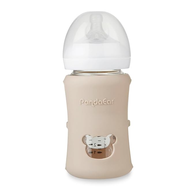 PandaEar 3 Pack Silicone Sleeves for Philips Avent Natural Glass Baby Bottles 8 oz, Shatterproof & Heat Resistant Bottle Holder, BPA-Free, Compatible with 8 oz Avent Glass Bottles, Blue Green Beige