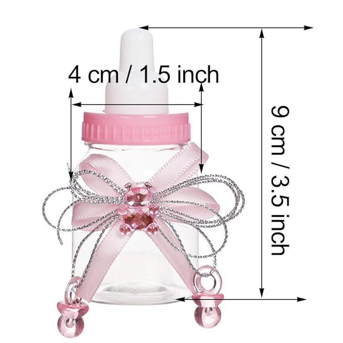 24-Piece Baby Feeding Bottle Set with Pink Candy Box for Shower Decoration