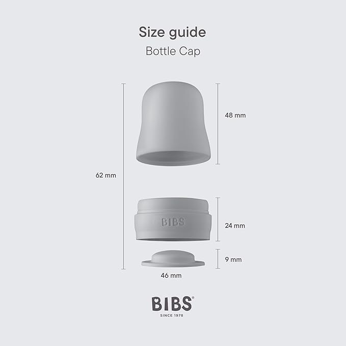 BIBS Bottle Cap Set - BPA-Free, Dishwasher Safe, Customizable Colors, Includes Milk Lock and Screw Cap - Compatible with BIBS Bottles (Sold Separately) - Cloud