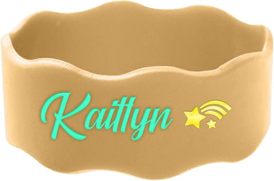 2 Pcs Personalized Water Bottle Labels, Elastic Silicone Daycare Labels, Cute Sippy Cup Strap Reusable Bottle Name Bands Washable Daycare Essentials