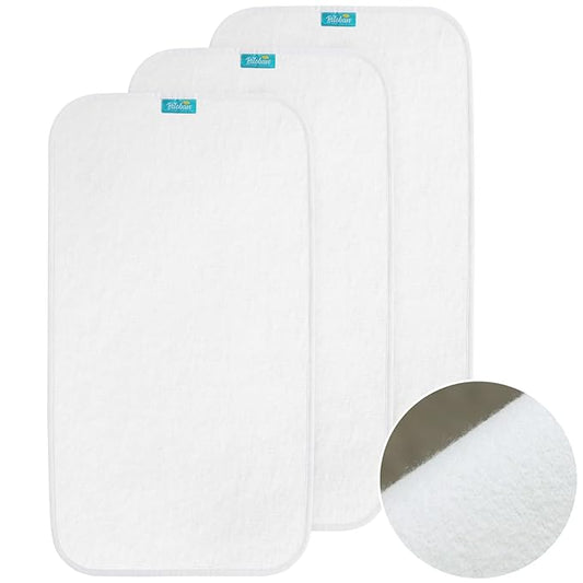 Changing Pad Liners Waterproof (3 Count), Flannel Portable Absorbent Diaper Pads for Changing Table, White