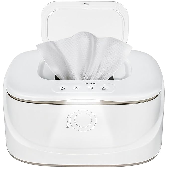 Baby Wipe Warmer with Night Light,Innovative Spring Design,Baby Wet Wipes Dispenser for Large Wipes,Wipes Warmer for Newborn Baby,Temperature Display,3 Modes of Temperature Heating Control