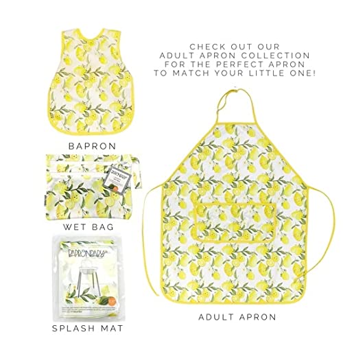 BapronBaby Fresh Lemon Bapron - No Neck Tie Safer Bib for Baby & Toddler - Soft Waterproof Stain Resistant - Machine Washable - Sz Baby/Toddler 6m-3T