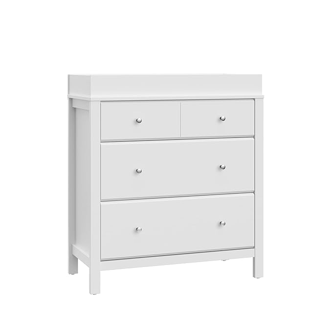 Storkcraft Horizon 3 Drawer Chest with Changing Topper (White) – GREENGUARD Gold Certified, Includes Removable Changing Table Topper, Chest of Drawers for Nursery & Kids Bedroom