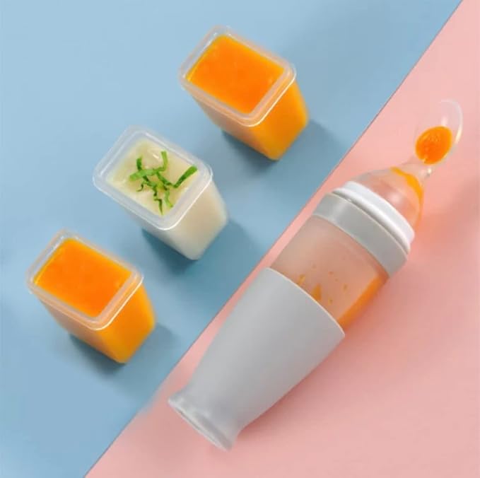 Baby Food Feeder, Silicone Squeeze Spoon Feeder for Infant Food Dispensing and Feeding, 90ml