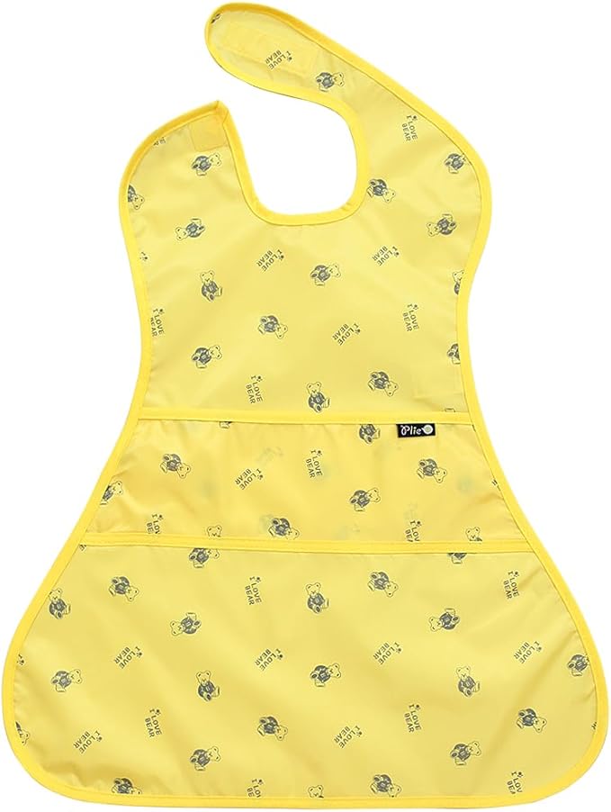 Plie Full Coverage Waterproof Feeding Bib for Toddlers – Extra Long Apron Bib for Mealtime, Self-Feeding, High Chairn