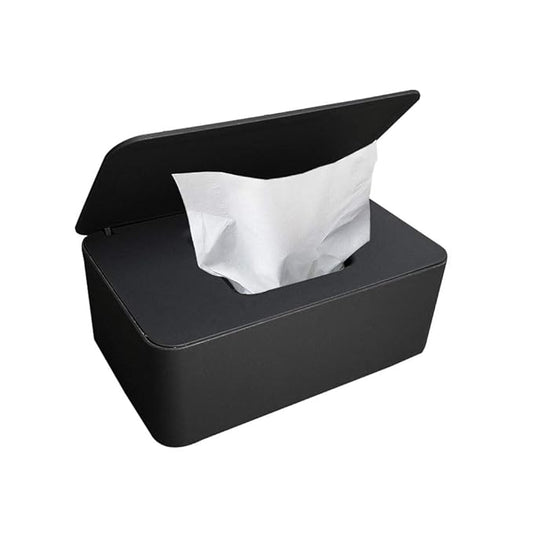 Baby Wipes Dispenser, Baby Wipes Case Holder Keeps Diaper Wipes Fresh Non-Slip Wipe Container Three-Layer Seal Design Prevent Moisture Loss (Black)