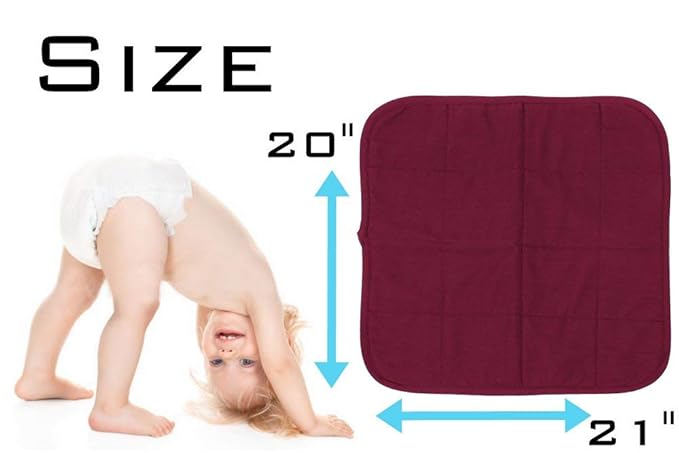 Comfort Finds Baby Changing Pad – Absorbent Reusable Diaper Changing Mat - Portable Waterproof Toddler Changing Liner (Burgundy, 3 Pack)