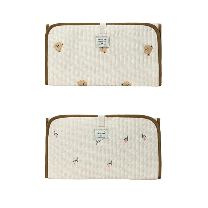 Portable Baby Changing Pad Foldable & Water Proofing Mat Built-in Mesh Pocket for Newborns and Parents During Travel (Tulip)