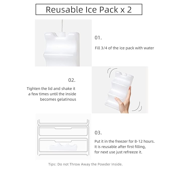 Breastmilk Cooler Bag with Ice Pack, Breast Milk Cooler Fits Up 10 Baby Bottle with Double Layer, Portable Breast Pump Cooler Travel Bag for Daycare and Nursing Moms
