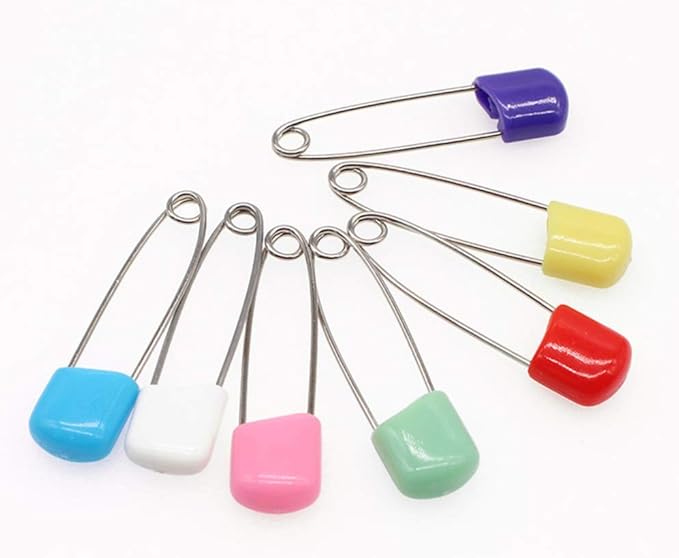 Milisten Breadhead Pins 50 Pcs Plastic Head Safety Diaper Pins 2.16 Inch Fasteners for Baby Cloth Diapers and Crafts