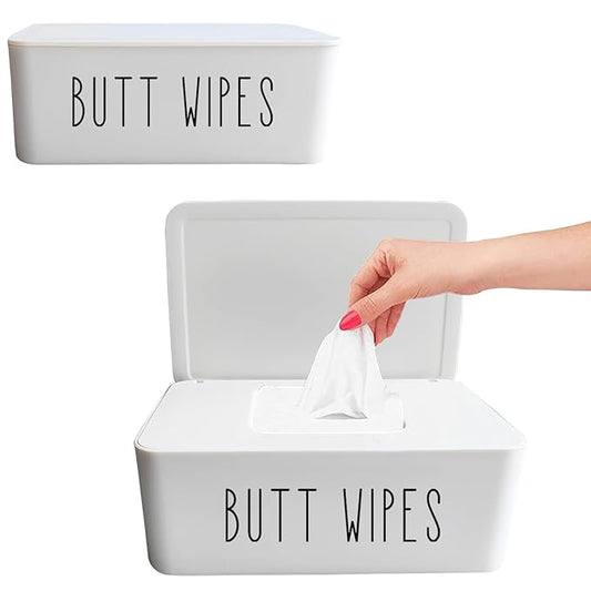 2 Pack Butt Wipes Dispenser 7.28" L * 4.80" W * 2.75" H, Bathroom Flushable Baby Wipes Container Holder Nursery Chic Style