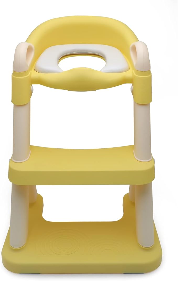 XKMT- Yellow Toddler Potty Training Seat Ladder Wider Step Toilet Chair Infant Kid Bathroom Trainer