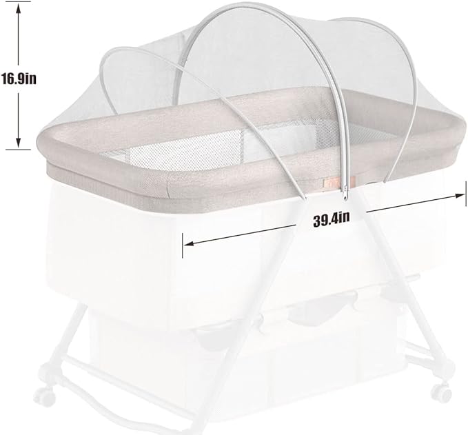 DUOMI Bassinet Cover for Cats with Two-Way Zipper,Portable Bassinet Mosquito Net Cover,Mosquito Net to Keep Pets Out(White)