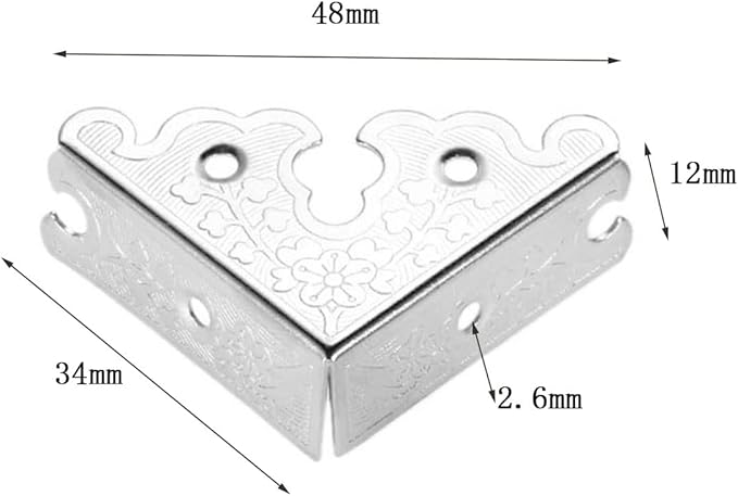dophee 8Pcs Decorative Corner Protectors, Retro Style Edge Safety Guards Covers for Picture Frame Album Jewelry Box Gift Box Wooden Case Chest Tables Cabinet Furniture, 1.34"x1.34"-Silver