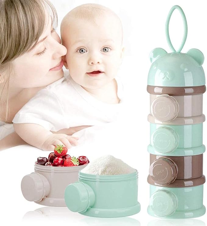 Enfudid Portable Milk Powder Dispensers Pot, 4 Layer Formula Milk Storage Container Portable Food Storage Containers, Food, Snacks, Powder Container for Travel and Outdoor Activities