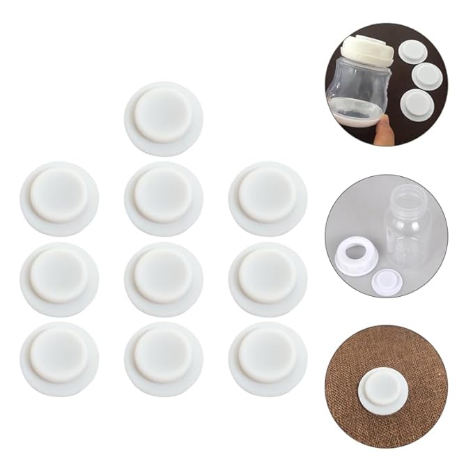 TOYANDONA 10Pcs Silicone Replacement Gaskets for Milk Storage Bottles Leak-Proof Seal Rings Flexible High-Temperature Resistant Pads for Standard Bottle Mouths