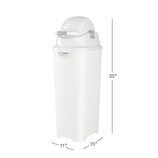 Foundations Tall Diaper Pail with Airtight Lid - Durable & Odorless Diaper Disposal, Large Capacity, Holds up to 60 Newborn Diapers, Refill with Any Bags, Baby Registry Gift - White