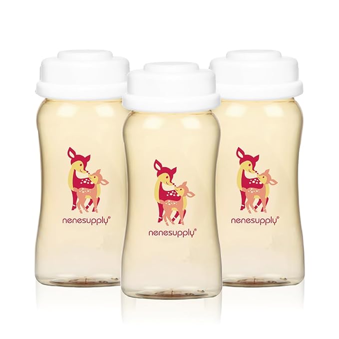 Nenesupply 11oz / 330ml 3 pc Wide Mouth PPSU Breastmilk Storage Bottle Breast Pump Bottles Pumping with Spectra S1 S2 Breast Pumps. Replace Glass Spectra Bottles Breastmilk Collection Sealing Disc