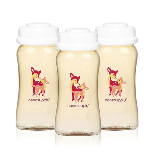 Nenesupply 11oz / 330ml 3 pc Wide Mouth PPSU Breastmilk Storage Bottle Breast Pump Bottles Pumping with Spectra S1 S2 Breast Pumps. Replace Glass Spectra Bottles Breastmilk Collection Sealing Disc