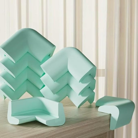 6Pack Baby&Child Proof Corner Guards & Furniture Edge Bumpers - Soft Foam Safety Protectors for Tables, Adhesive Corner Protectors for Sharp Edges(Green)