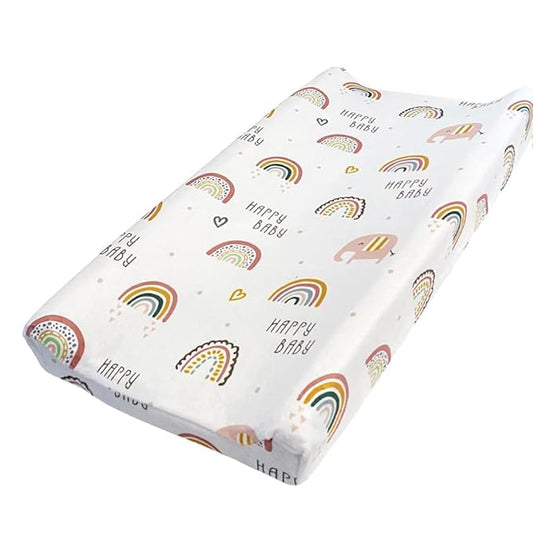 iEvolve Changing Pad Cover Ultra Soft Minky Dots Changing Table Cover Breathable Changing Table Sheet Diaper Changing Pad Cover for Baby Boys Girls (Rainbow)