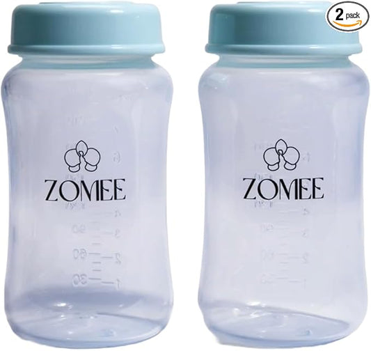Zomee Breast Milk Storage Bottles – 8oz/235ml BPA-Free Bottles with Secure Locking Lids, Durable Breastfeeding Milk Containers Compatible with Zomee Z2 Breast Pump