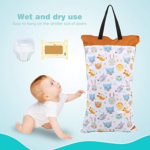 Large Hanging Wet/Dry Pail Bag for Cloth Diaper,Inserts,Nappy, Laundry with Two Zippered Waterproof,Reusable(EF160)