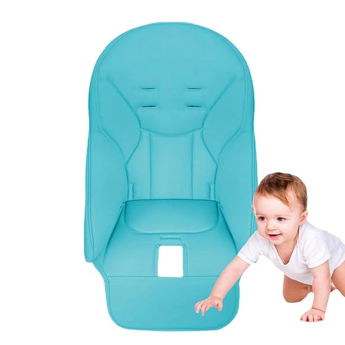 Baby High Chair Cover Replacement | PU Leather Dining Chair Cover with Soft Cushion Seat, Easy to Install High Chair Covers for Baby and Toddler, High Chair Cover Replacement (Blue)