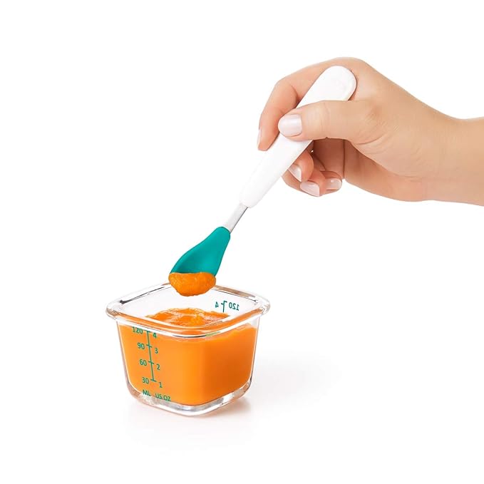 OXO Tot Glass Baby Blocks Food Storage Containers, Teal, 4 oz (Pack of 2)