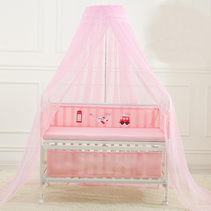 Crib Mosquito Net Crib Dome Bed Canopy Foldable Cot Net Tent Universal Palace Style Dome Bed Curtain (Stand Rod NOT Included)