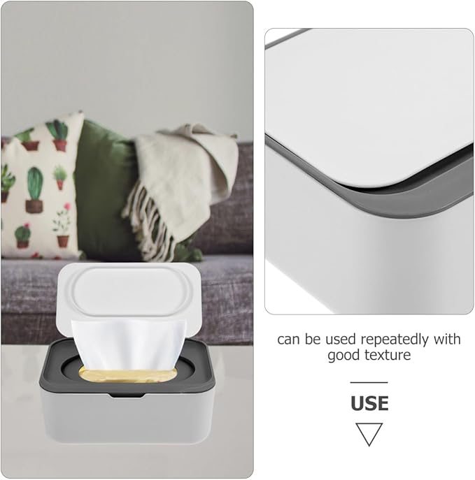 ULTECHNOVO Baby Wipes Dispenser Weighted Refillable Wipe Holder with Sealing Lid Portable Dry Wet Tissue Box for Nursery Travel 7.48X5.11X2.95In