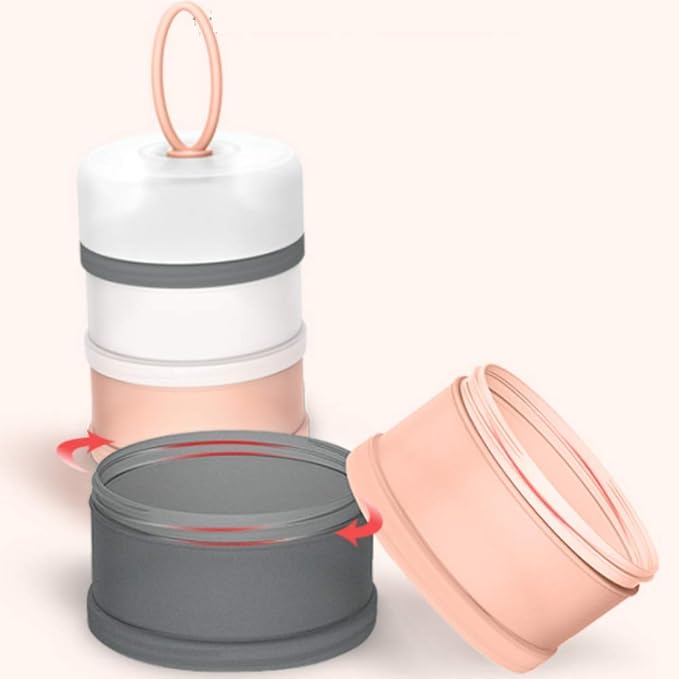 Kaptin Formula Dispenser,Non-Spill Portable Stackable Baby Milk Powder Dispenser,Snack Storage Container,BPA Free,4 Feeds (Pink)